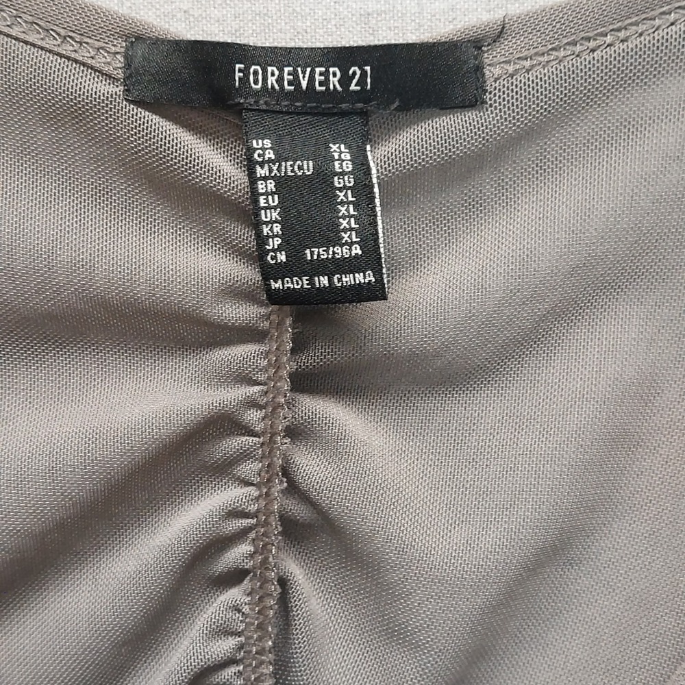 Y2K Mesh Ruched Button Front Top Women XL Gray Fairy Grunge Coquette Stretch - Picture 7 of 12